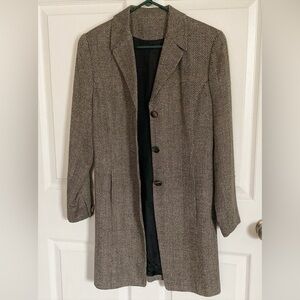 Vintage ANN MAY gray silk tweed coat, XS.